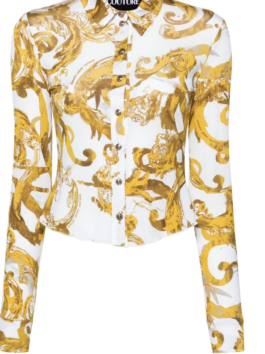 Cheap Women Barocco-print Couture Jeans Watercolour Couture shirt Versace 0807